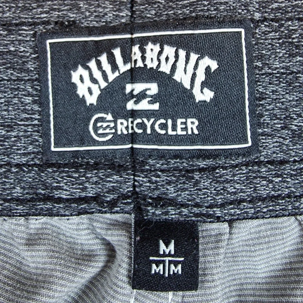 Billabong Recycler Board Shorts Mens Medium Gray Black Elastic Waist Swim Trunks